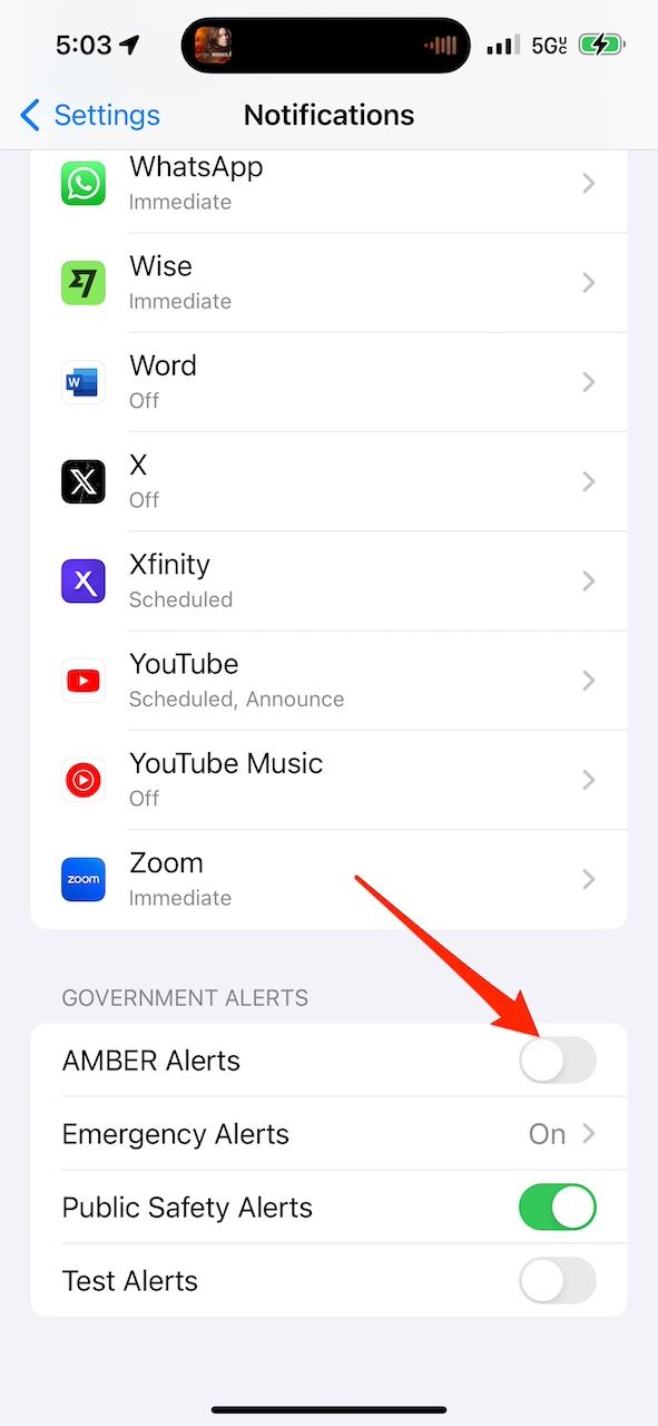 Disabling Amber alerts on iPhone