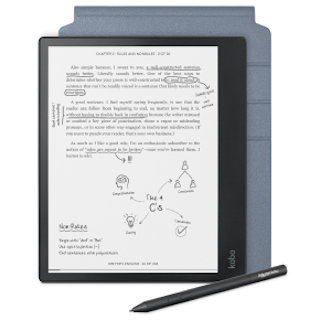 Kobo Elipsa e-reader, sleep cover, and stylus pen