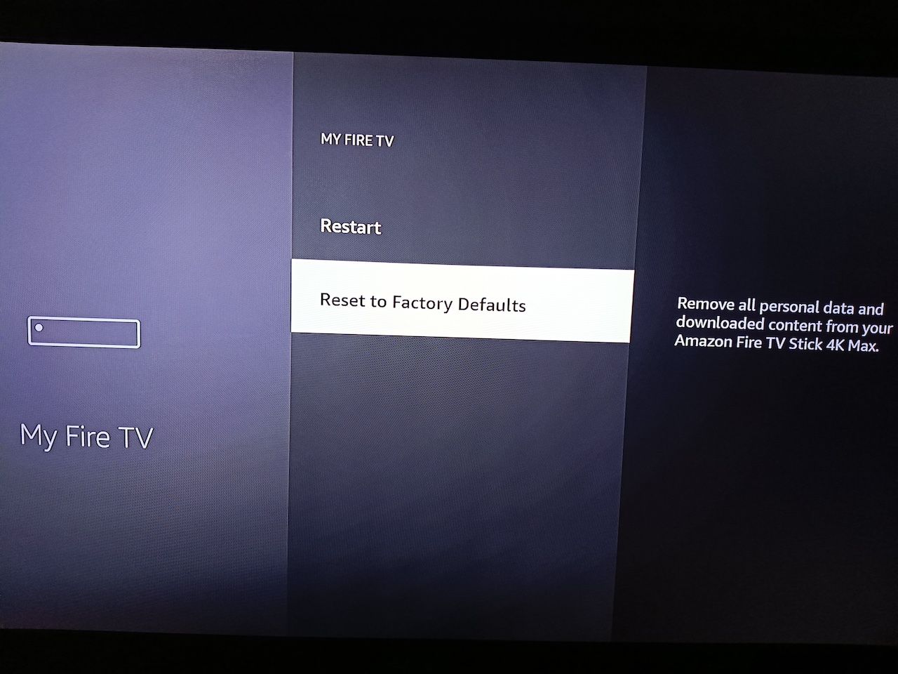 Factory resetting Amazon Fire TV Stick