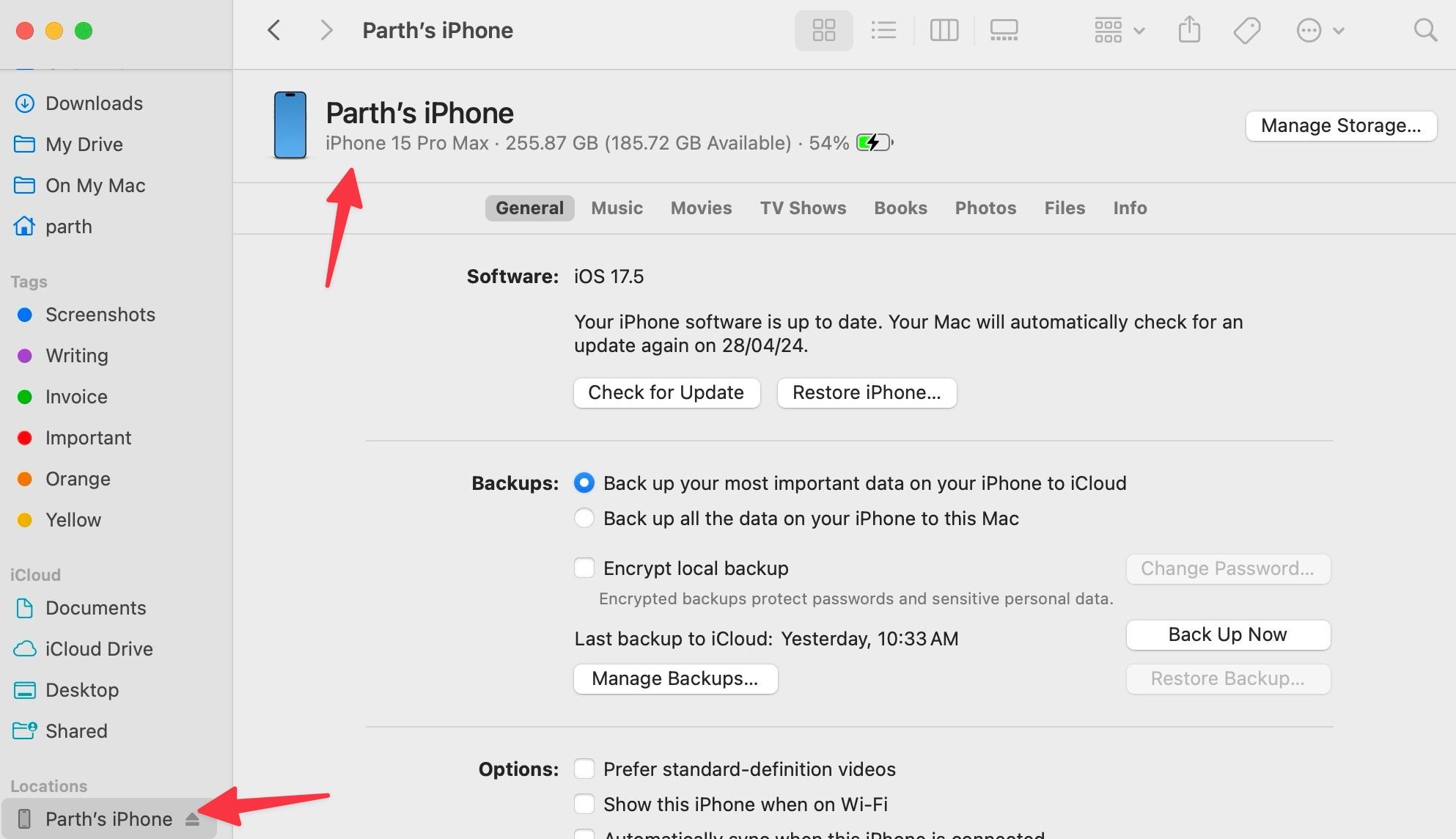 Check iPhone or iPad model on Mac