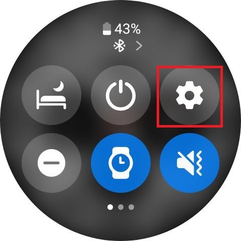 Screenshot highlighting the Settings icon on the Samsung Galaxy Watch 6