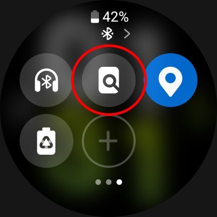 red circle outline over find my phone icon in quick panel galaxy watch 6