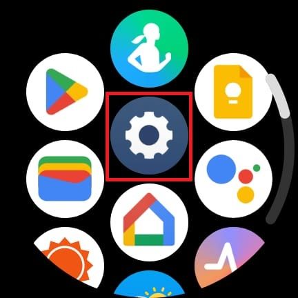 Screenshot highlighting the settings icon in the Samsung Galaxy Watch 6