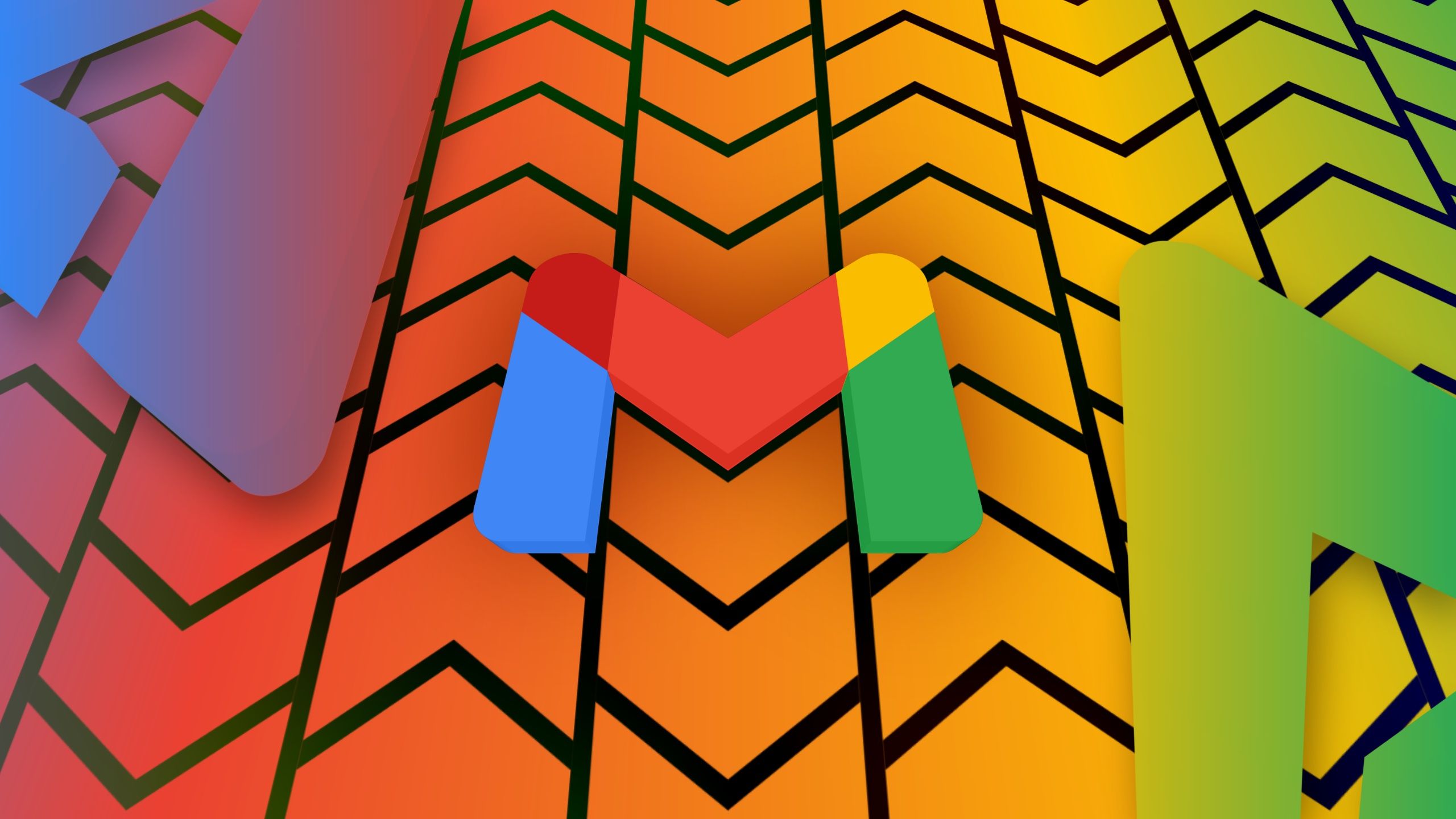 An illustration of the Gmail logo atop stylized AP logos