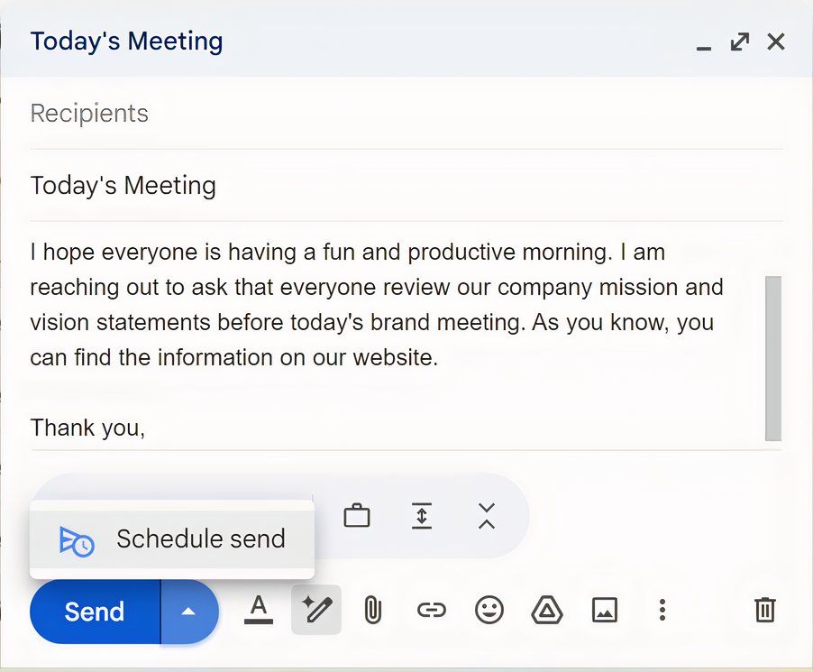 Scheduled sending in Google Gmail