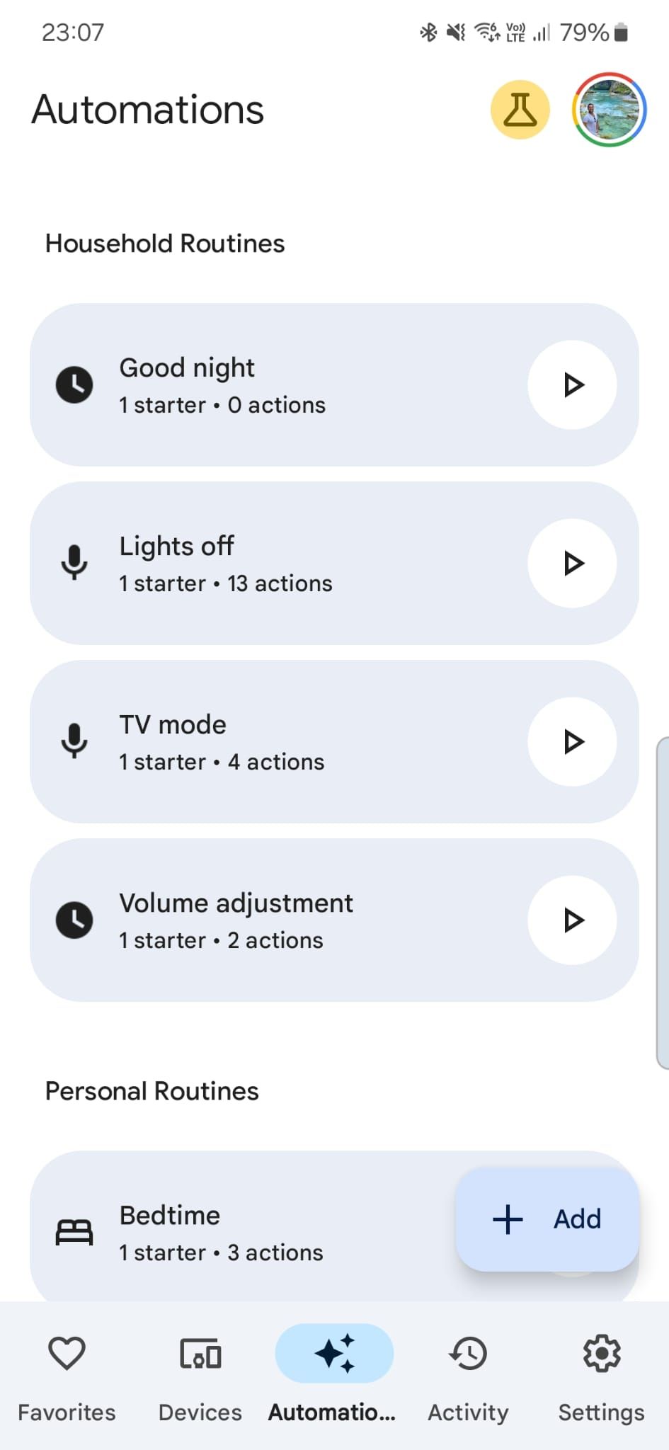 Google Home Automations with household routines