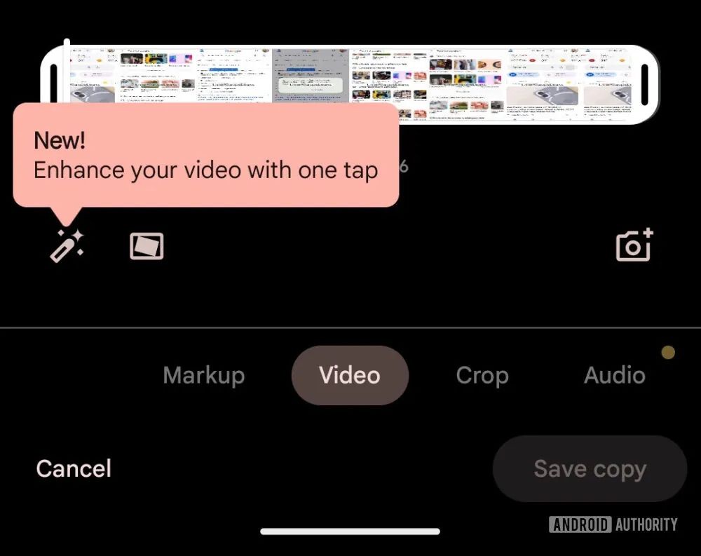 Enhance your video option in Google Photos