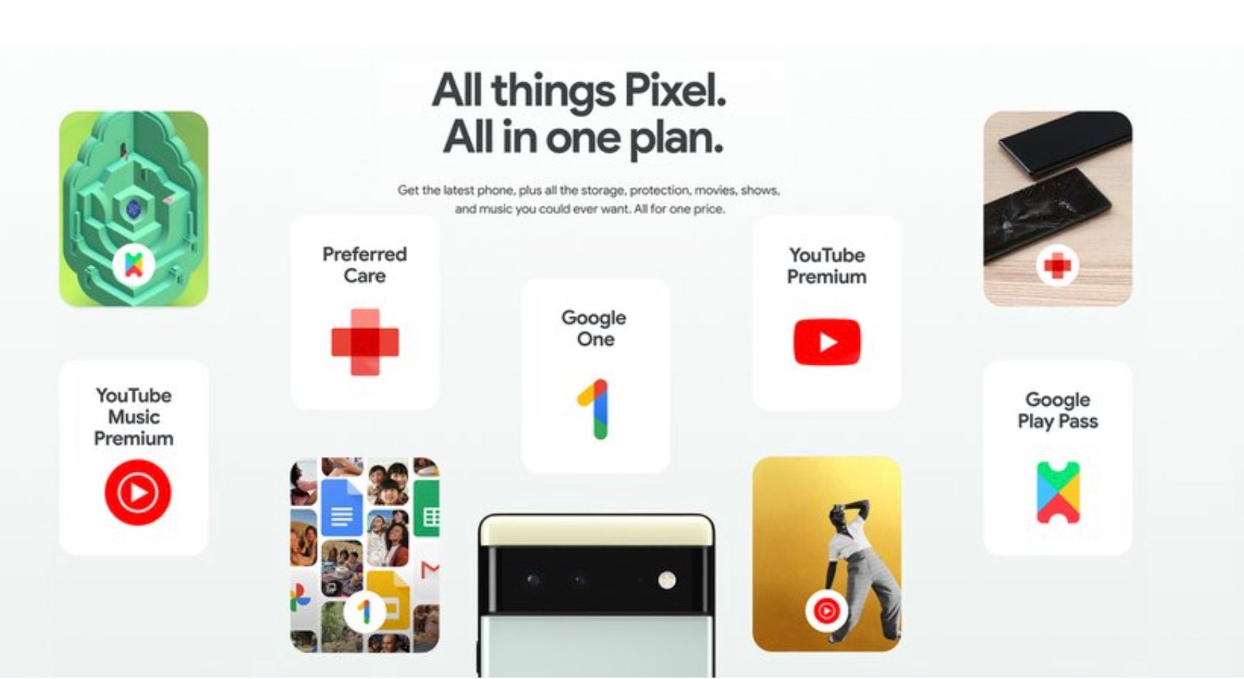 Google ad showing the various services and features of the Pixel Pass plan
