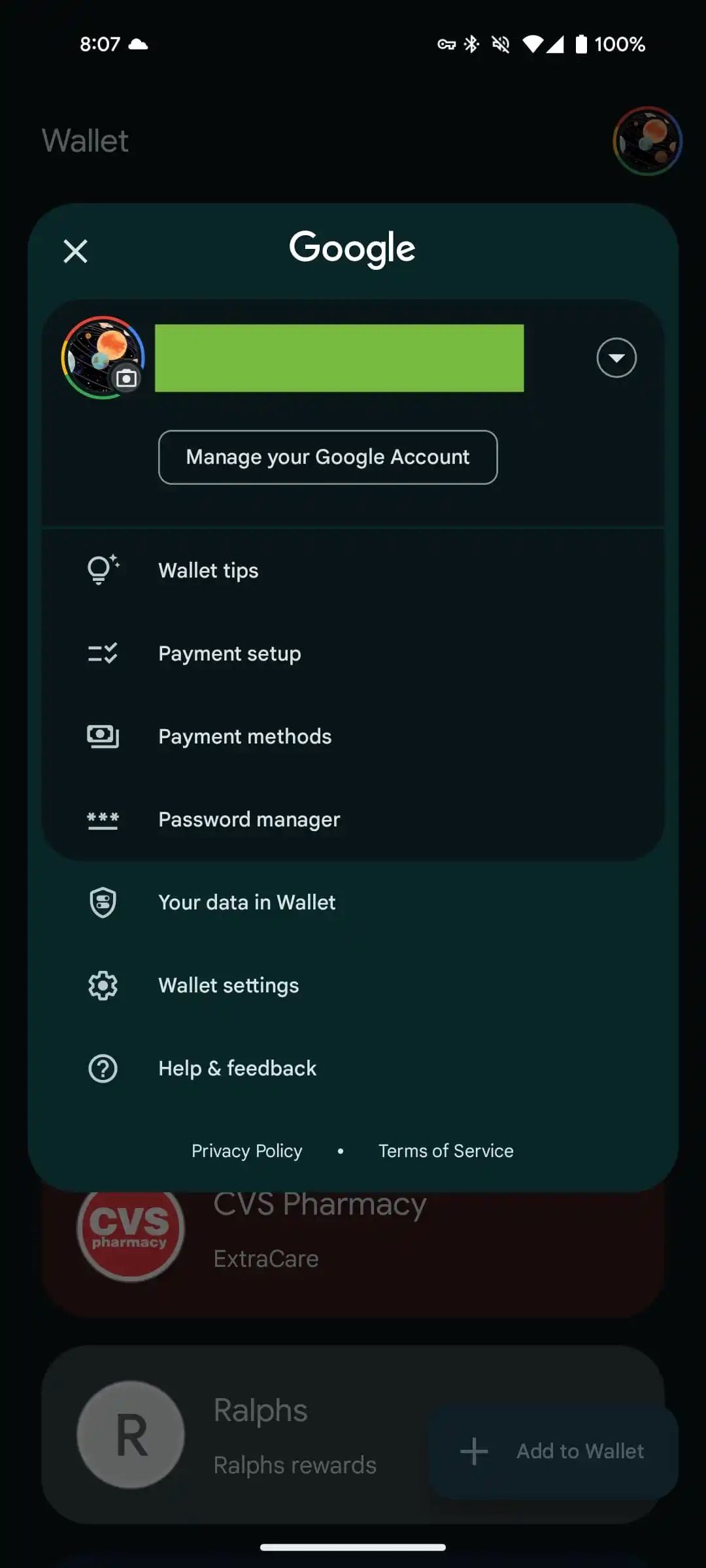 Google Wallet Redesigned Menu