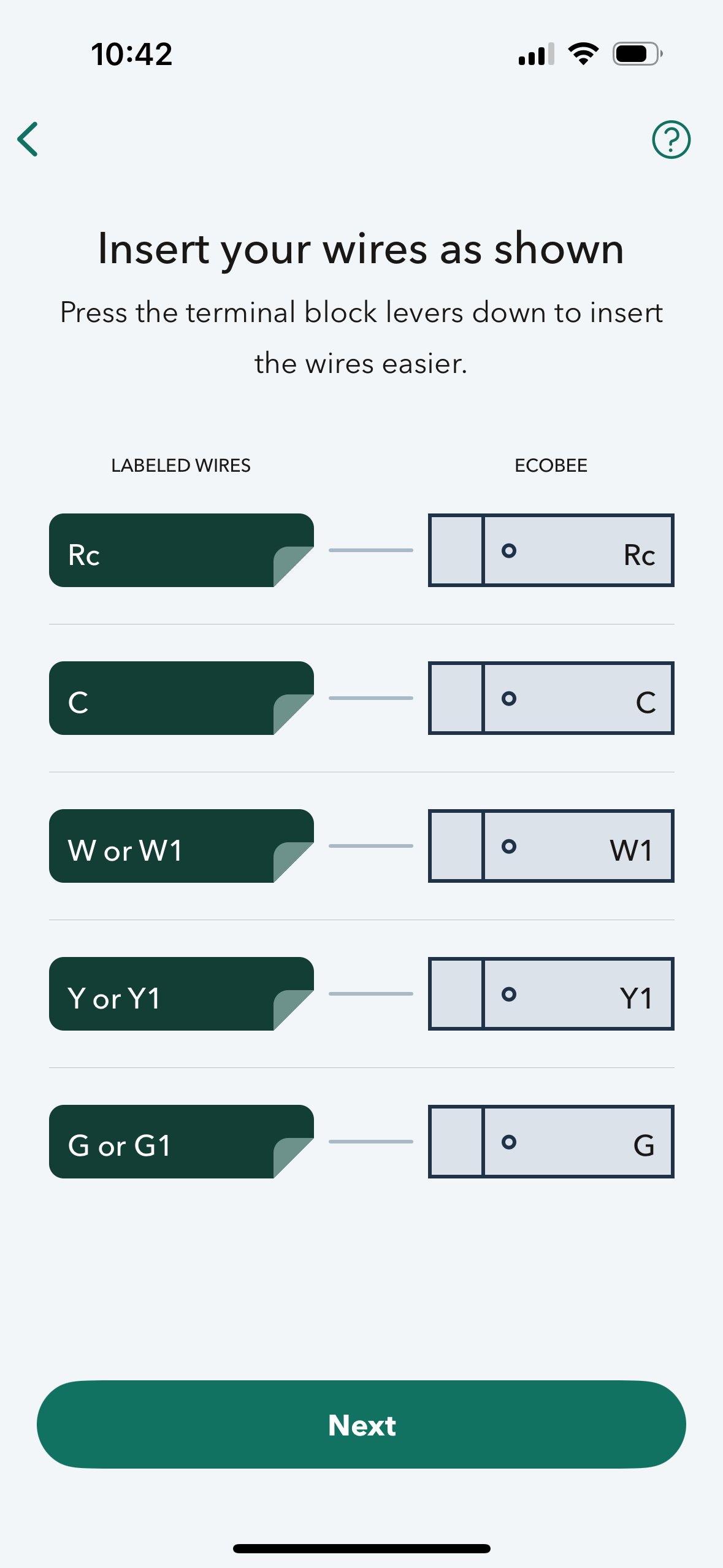 Screenshot of Ecobee Premium smart thermostat app installation