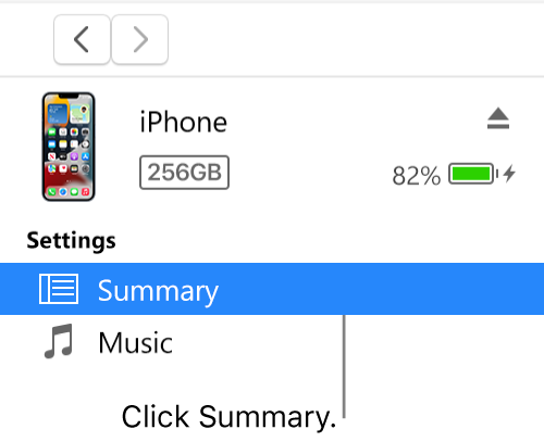 image showing option to restore iPhone with iTunes