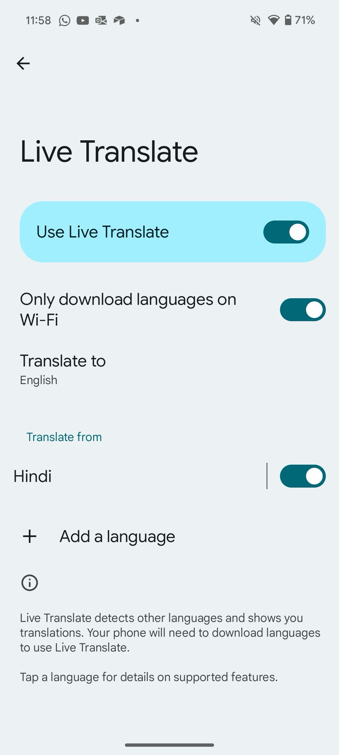 Live translate Pixel 8a