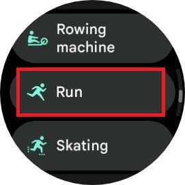 Screenshot highlighting Run on The Google Pixel Watch 2