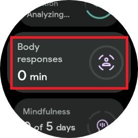 Screenshot highlighting Body response on the Google Pixel Watch 2