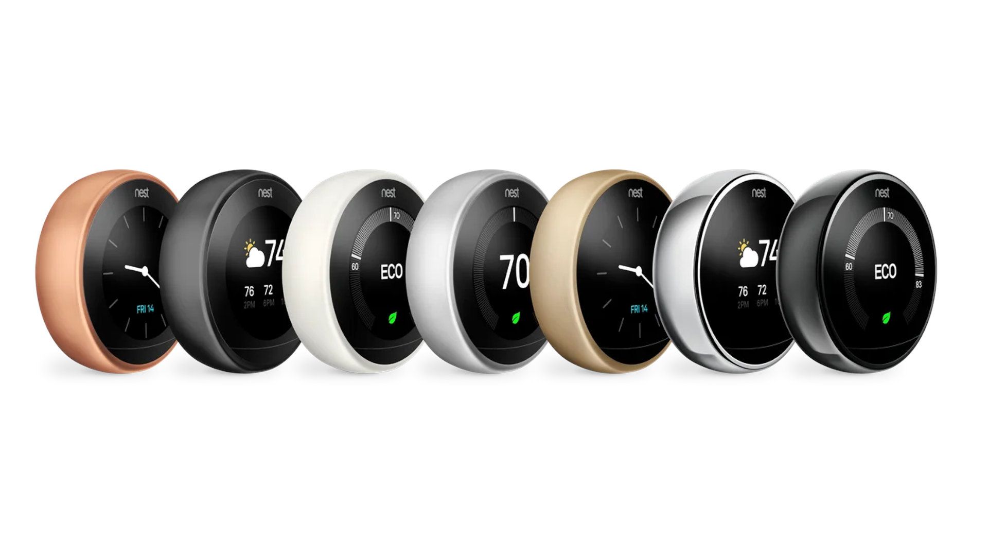 Recent Nest Learning Thermostats have large displays and steel bodies.