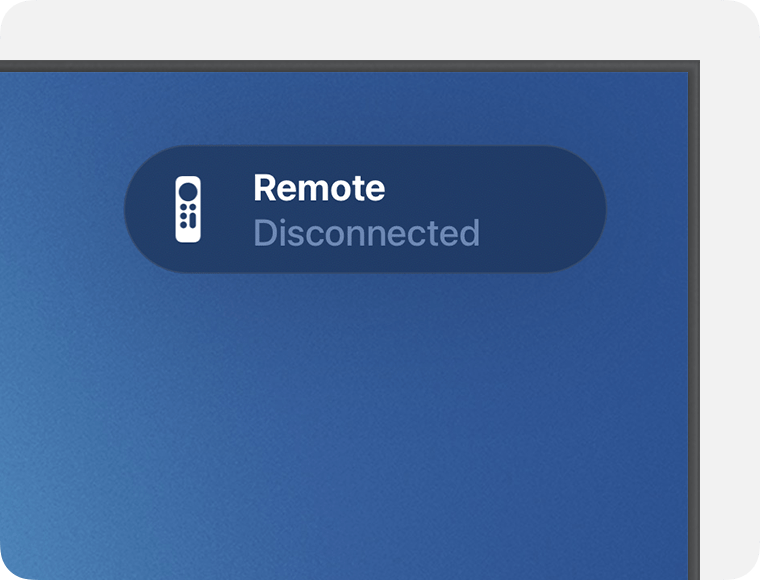 Apple TV showing remote being disconnected