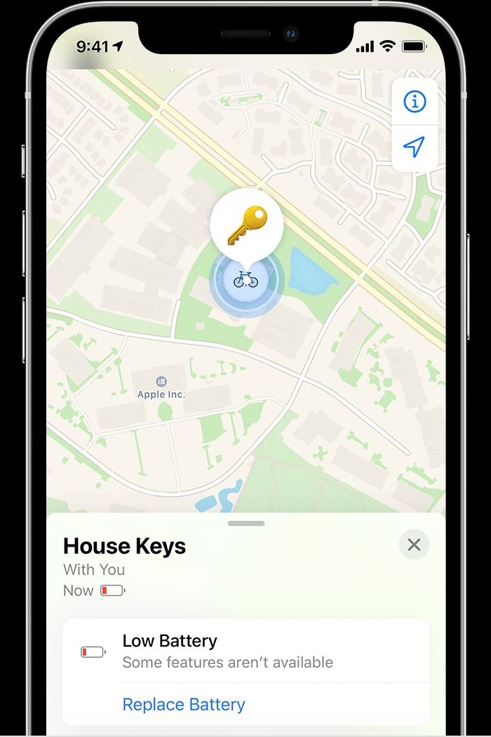 AirTag low battery in Find My app