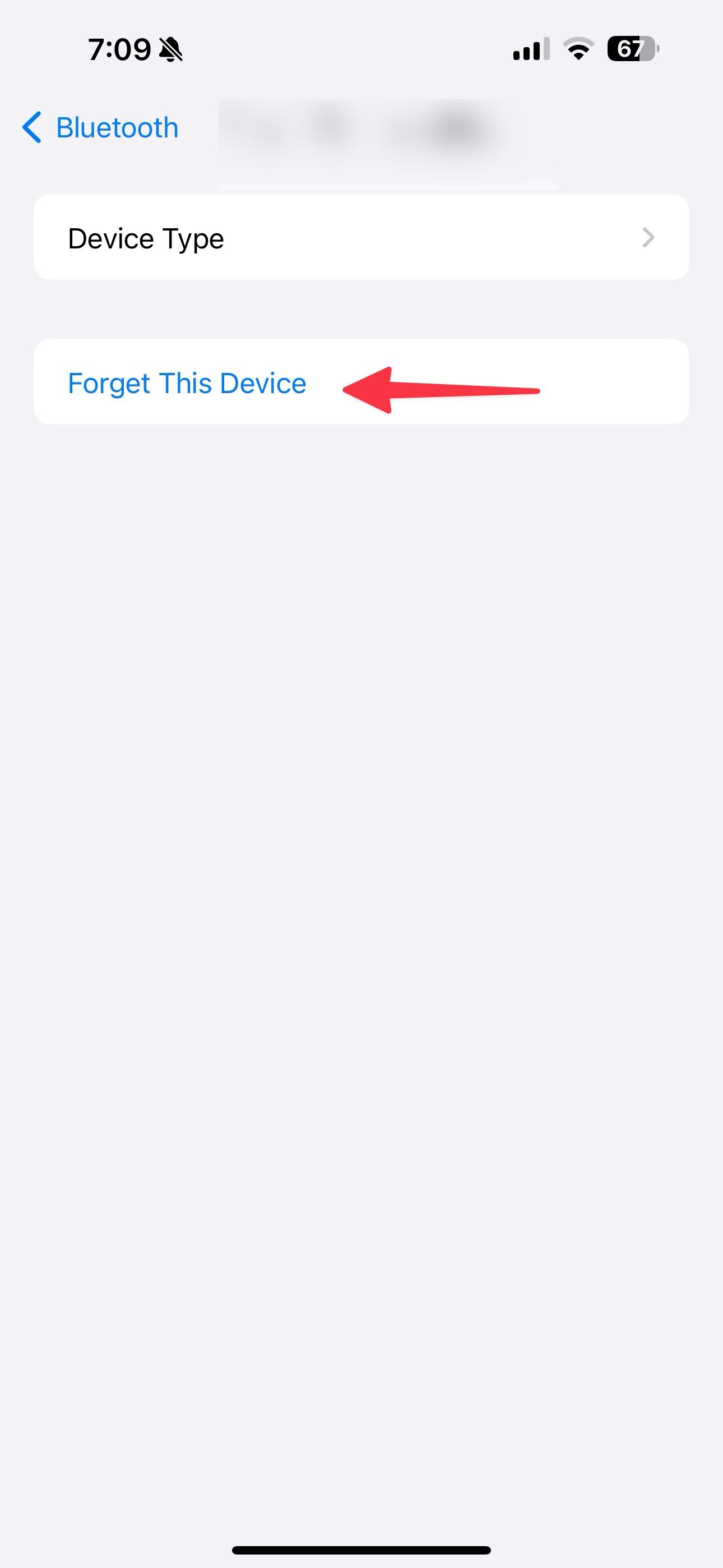 Select 'Forget This Device' to reset AirPods