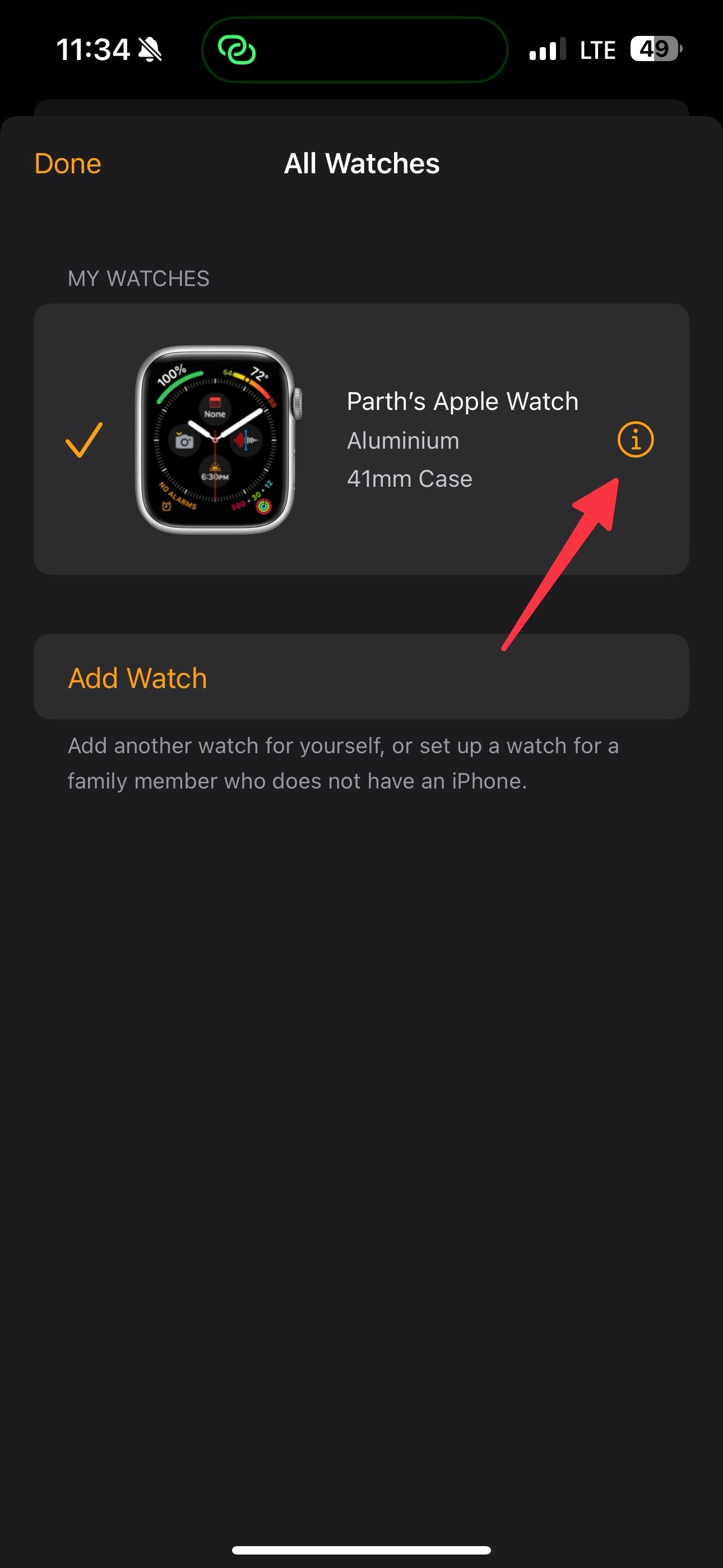 watch info menu