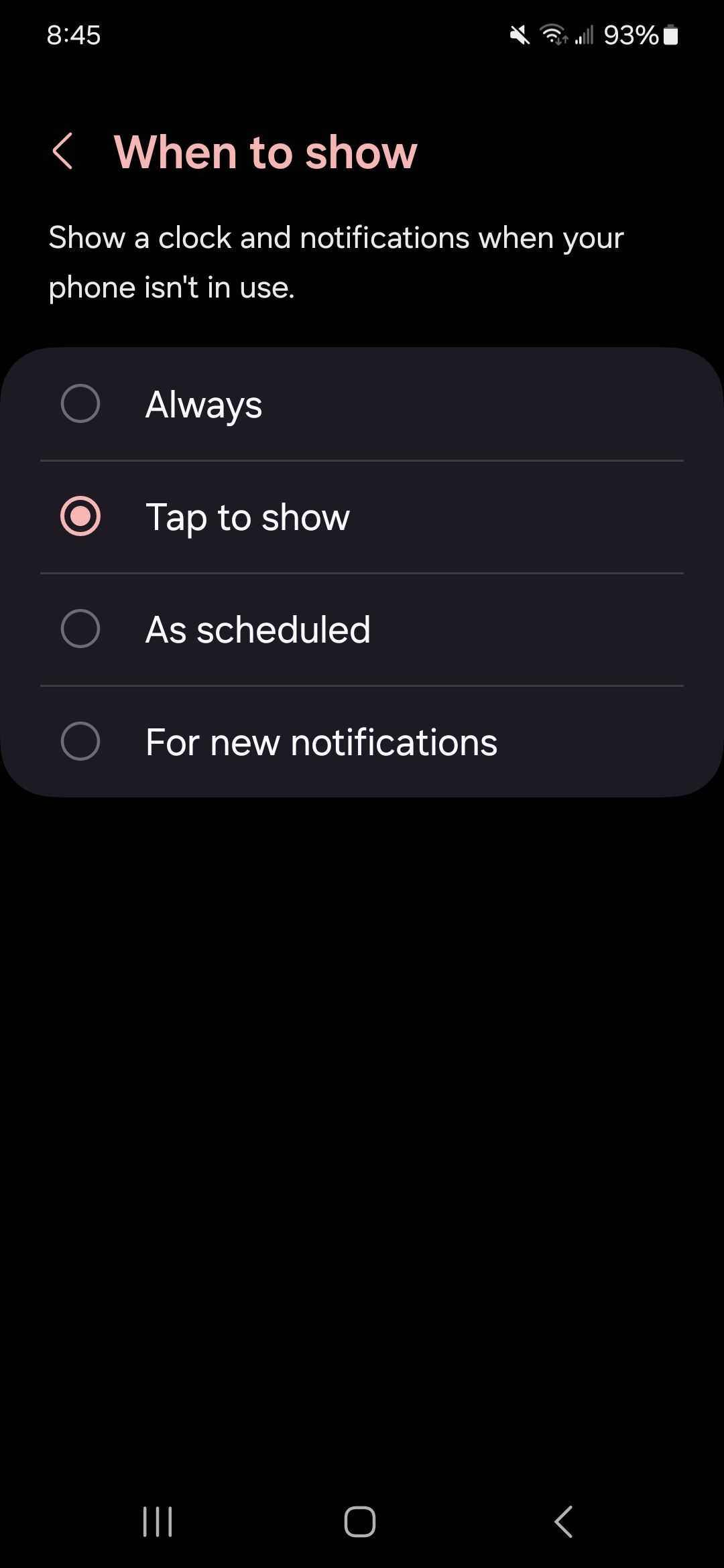 samsung one ui 6.1 with when to show options