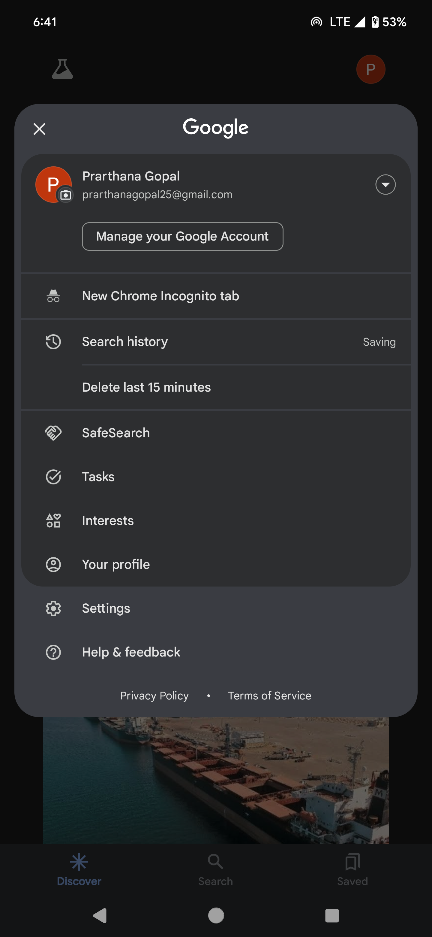 Select Settings from the options.