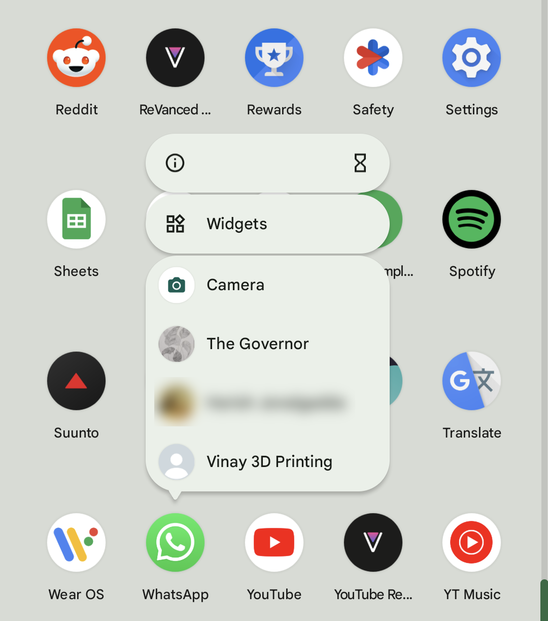 whatsapp screenshot showing app icon selecting menu in app drawer