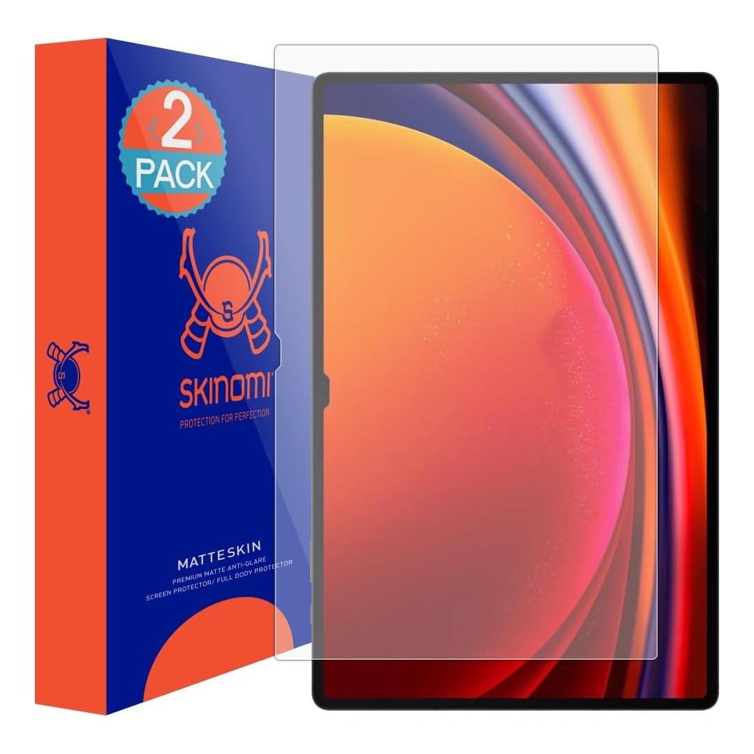 A render of the Skinomi MatteSkin Galaxy Tab S9 Ultra screen protector and its box