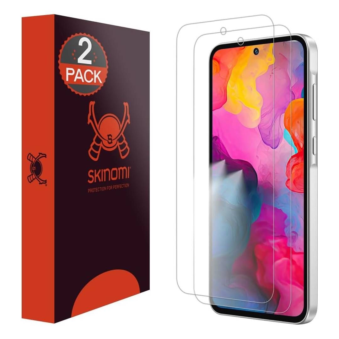 A render of the Skinomi TechSkin for the Galaxy A35, and its box