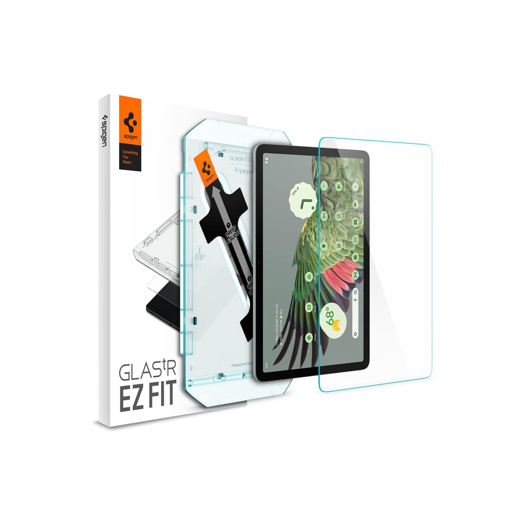 Spigen Tempered Glass Screen Protector for Pixel Tablet on white background