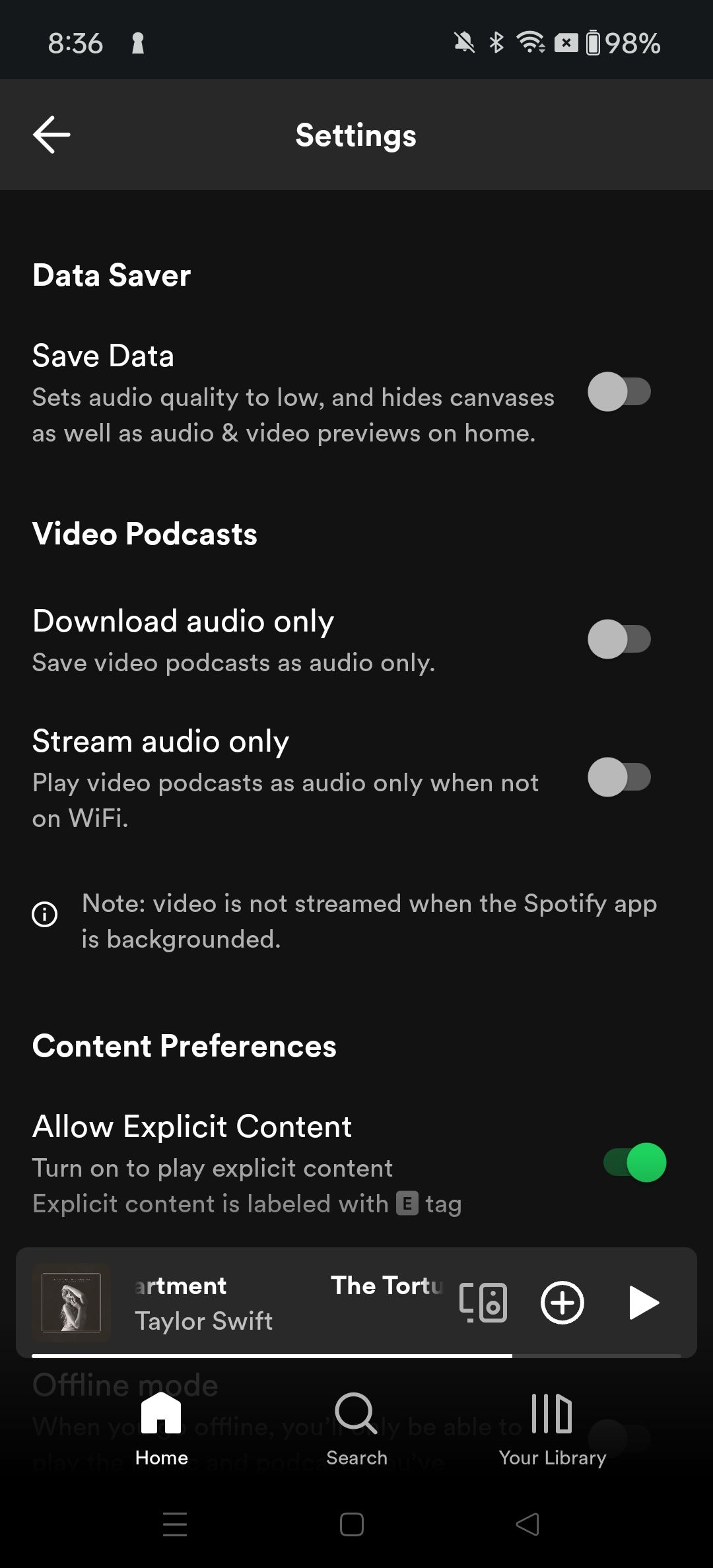 Spotify-andorid settings layout