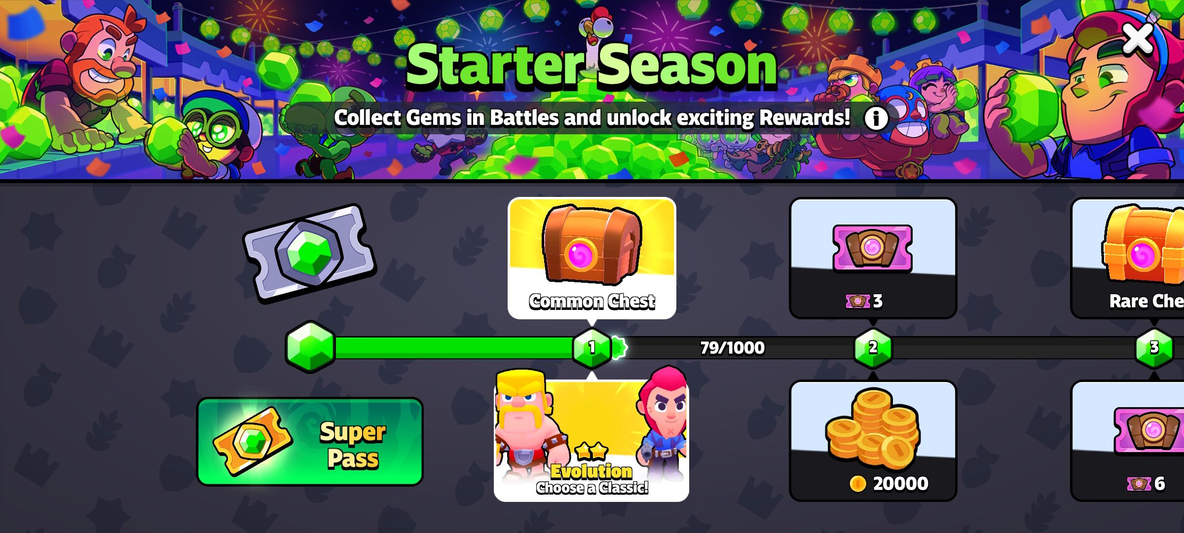 a preview of the starter gem pass in squad busters