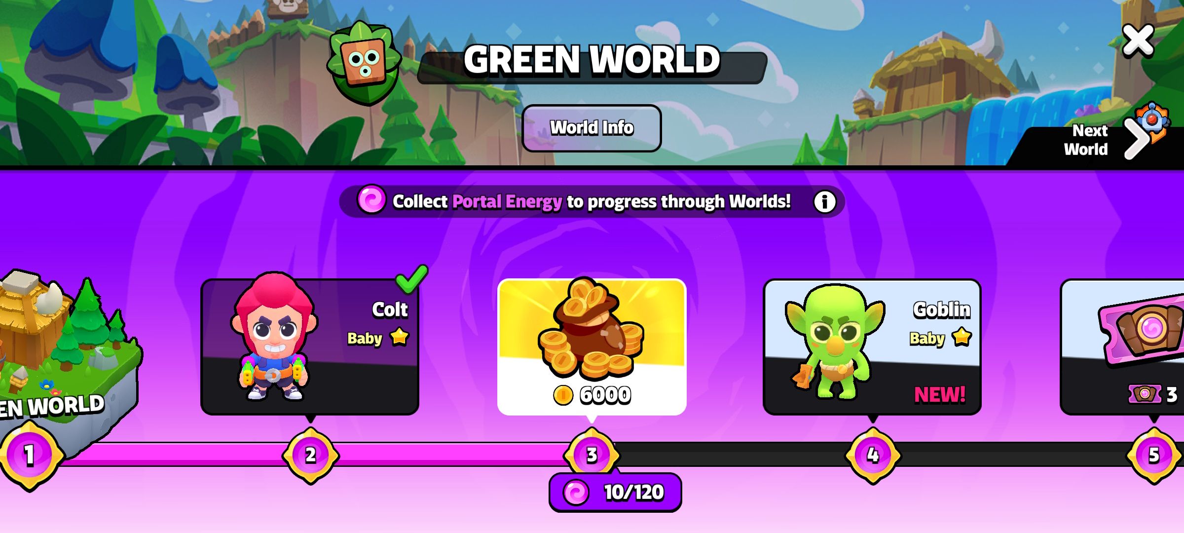 portal energy earned in green world in squad busters