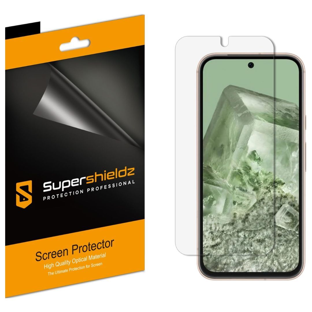 A black and orange box on the left with a screen protector overlayed over a phone on the right