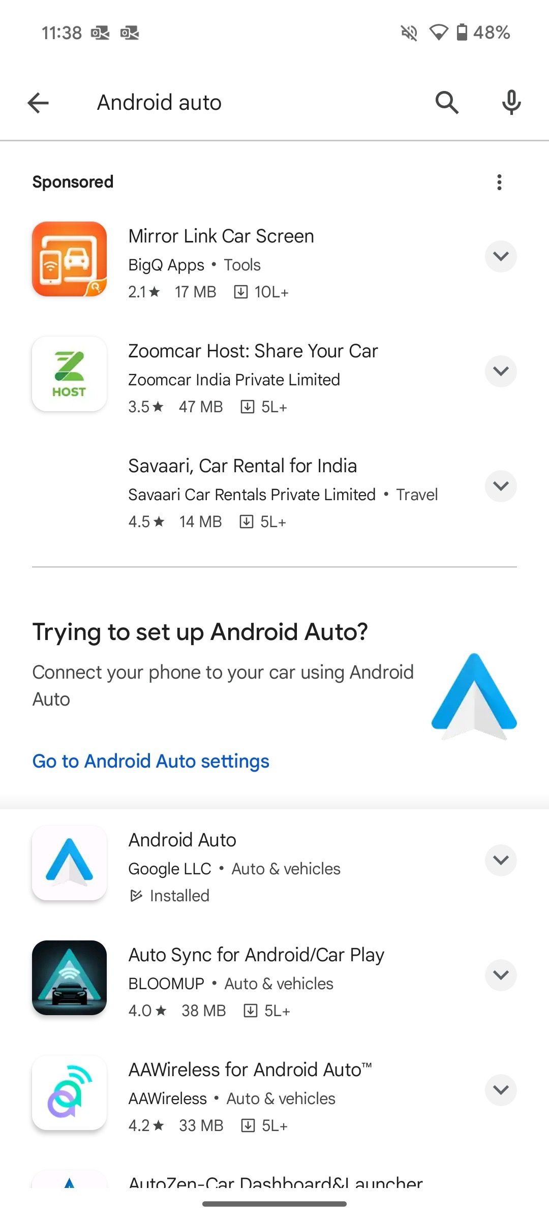 Search for Android Auto