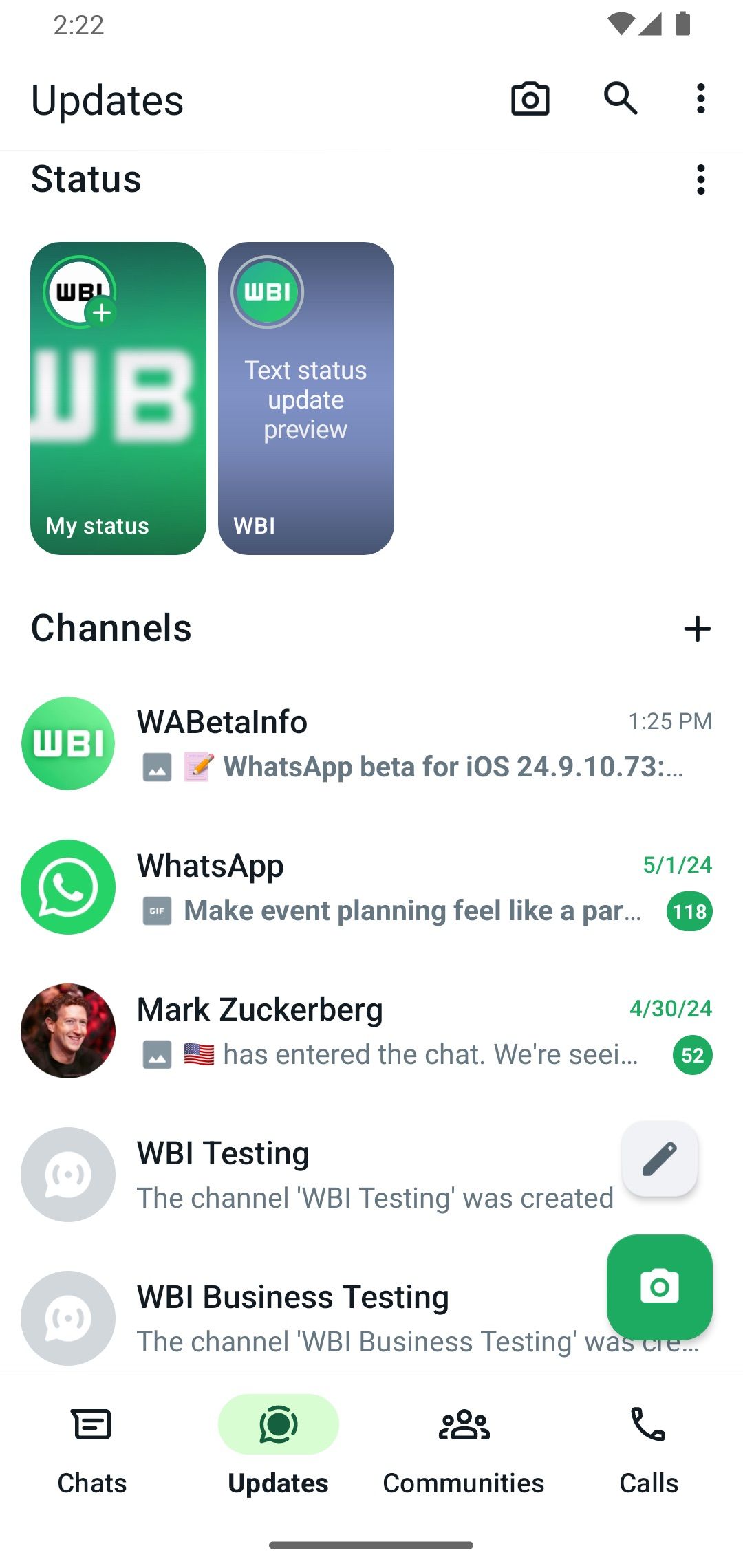 whatsapp beta android status preview