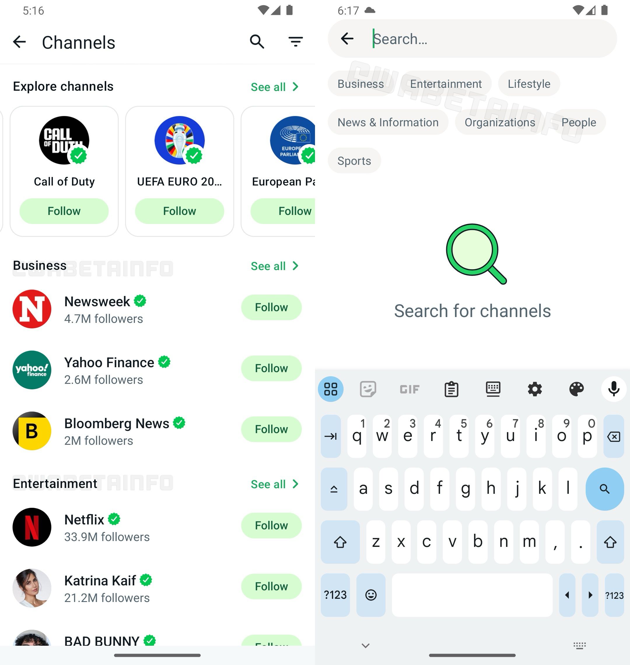 WhatsApp beta brings Channel classes to the search bar Apkett