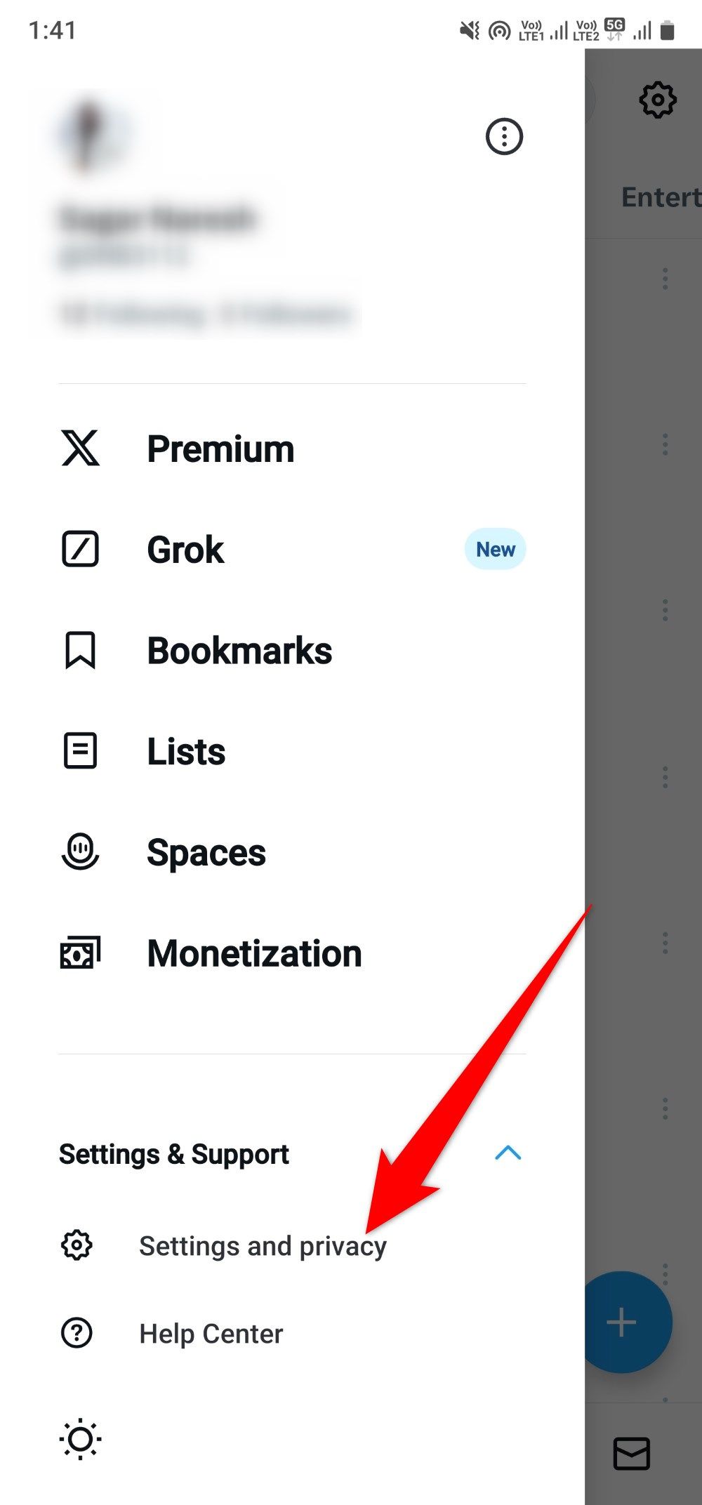 Configuración y configuración de privacidad para la aplicación X de Android