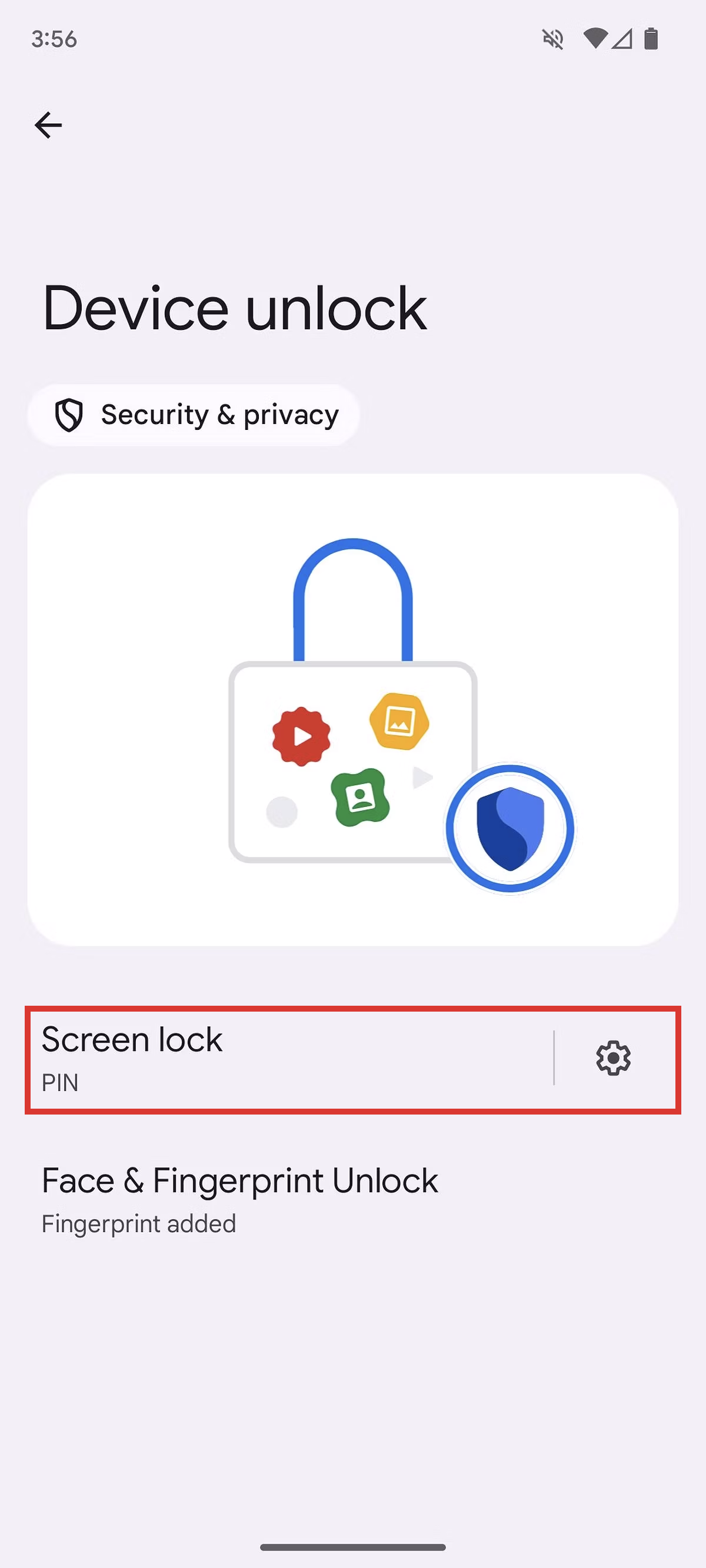 Android 14 settings menu security and privacy device unlock screen lock setting