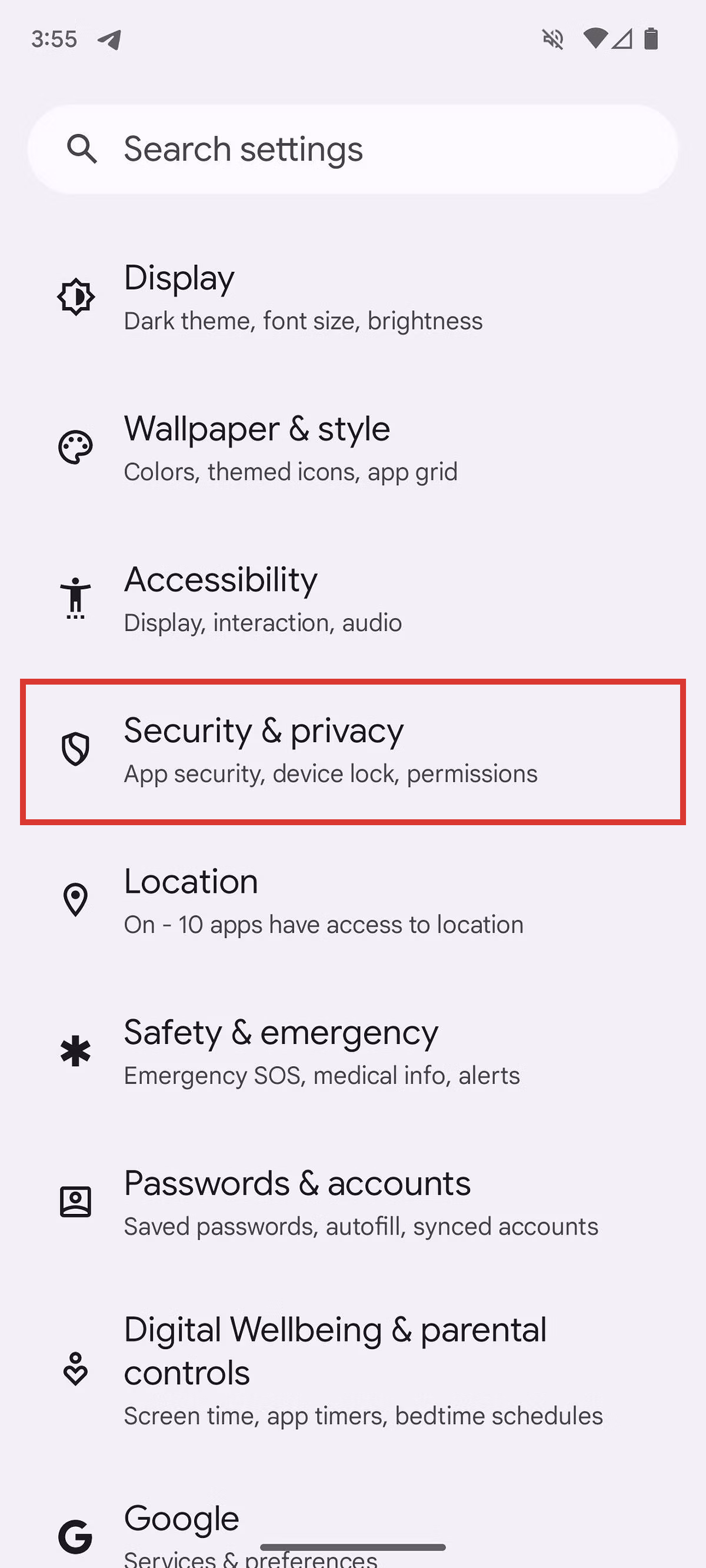 Android 14 settings security and privacy setting