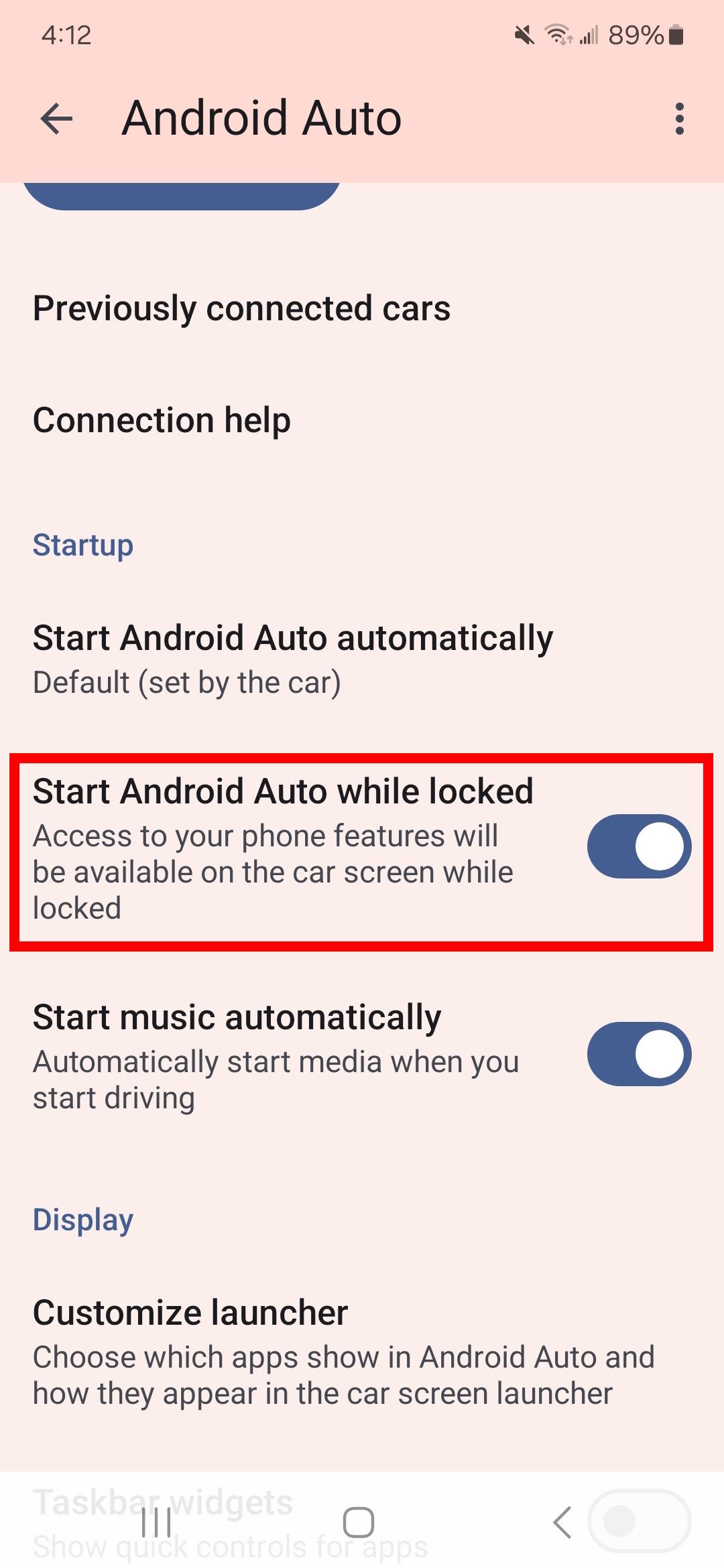 persegi panjang merah di android otomatis saat terkunci dengan sakelar hidup