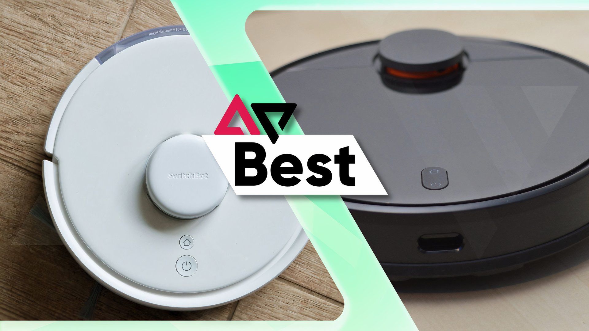 The SwitchBot K10+ and Xiaomi Mi robot vacuum and mop combo with the 'AP Best' logo