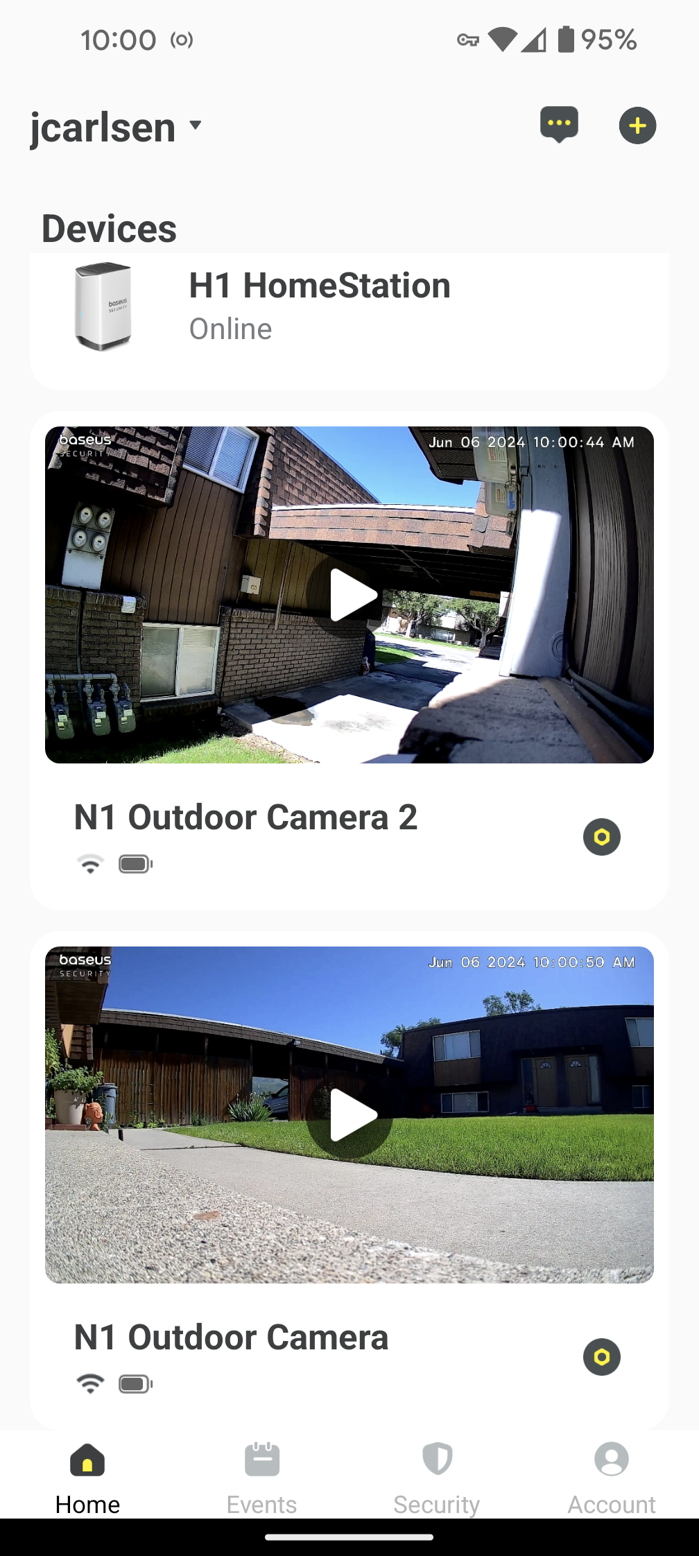 Baseus Security App Home Screen
