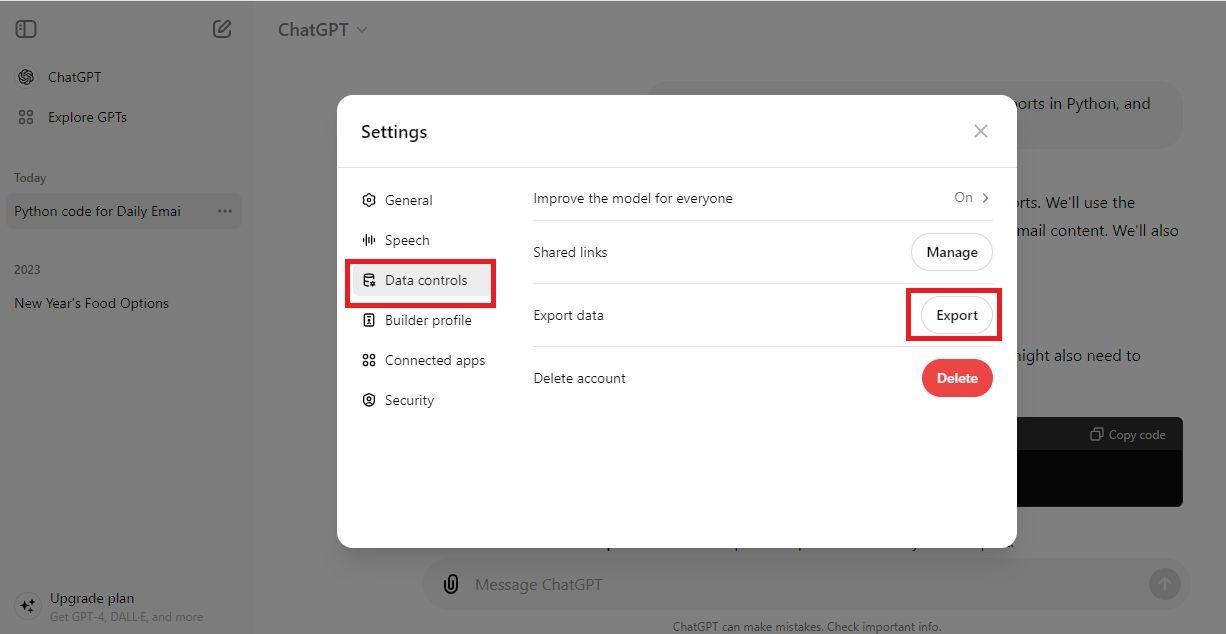 ChatGPT How to save your conversations
