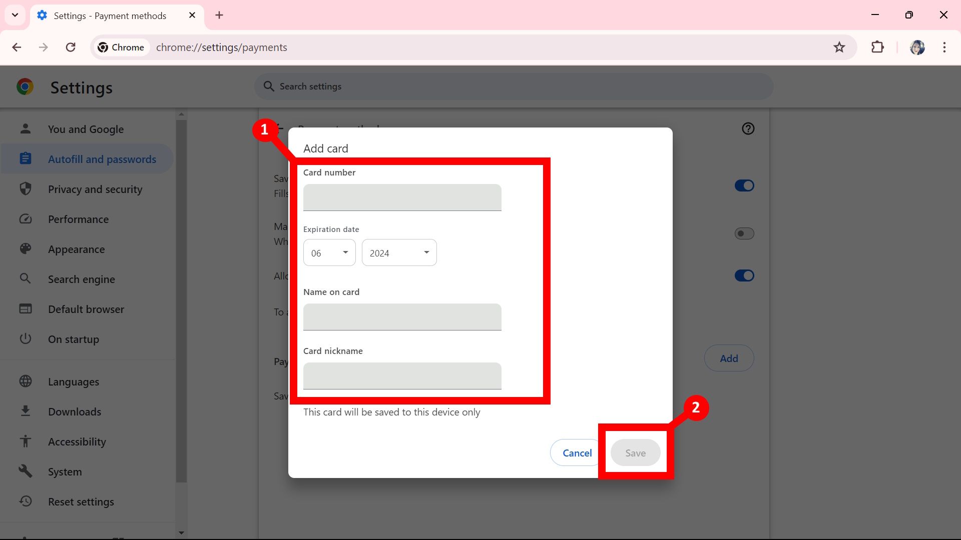 Google Chrome: How to manage your payment methods