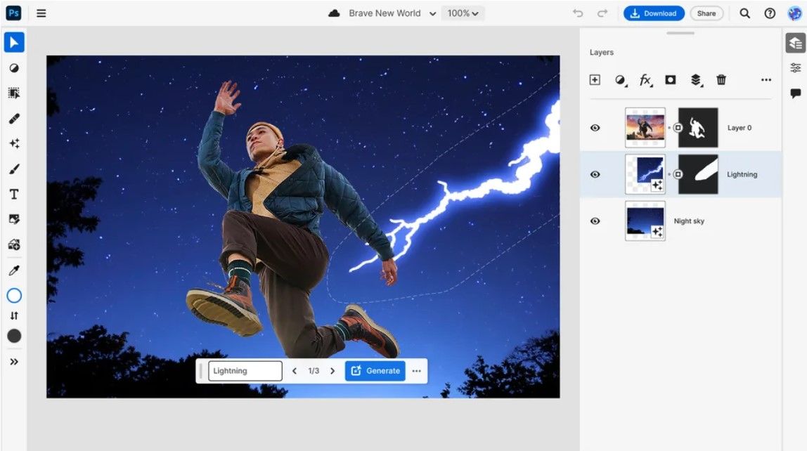 An example of creative features through Adobe Photoshop on a Chromebook Plus device