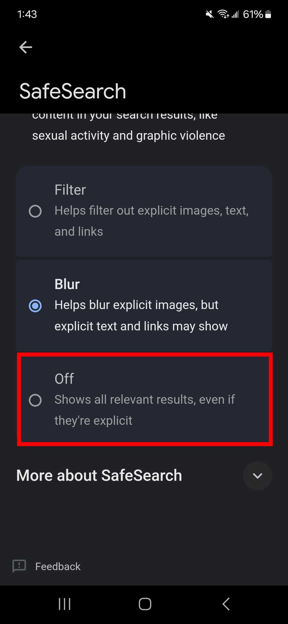 How to turn off Google SafeSearch and other search filters
