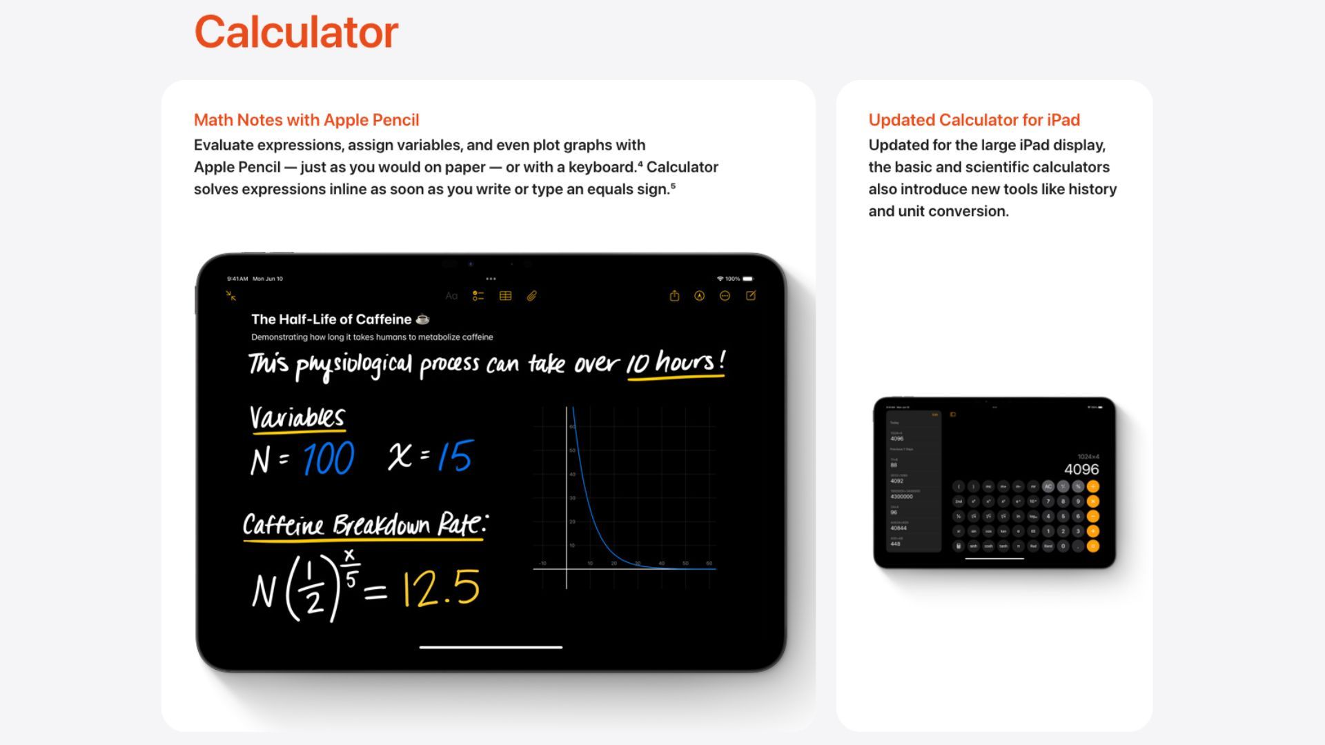 Calculator app on an iPad running iPadOS 18