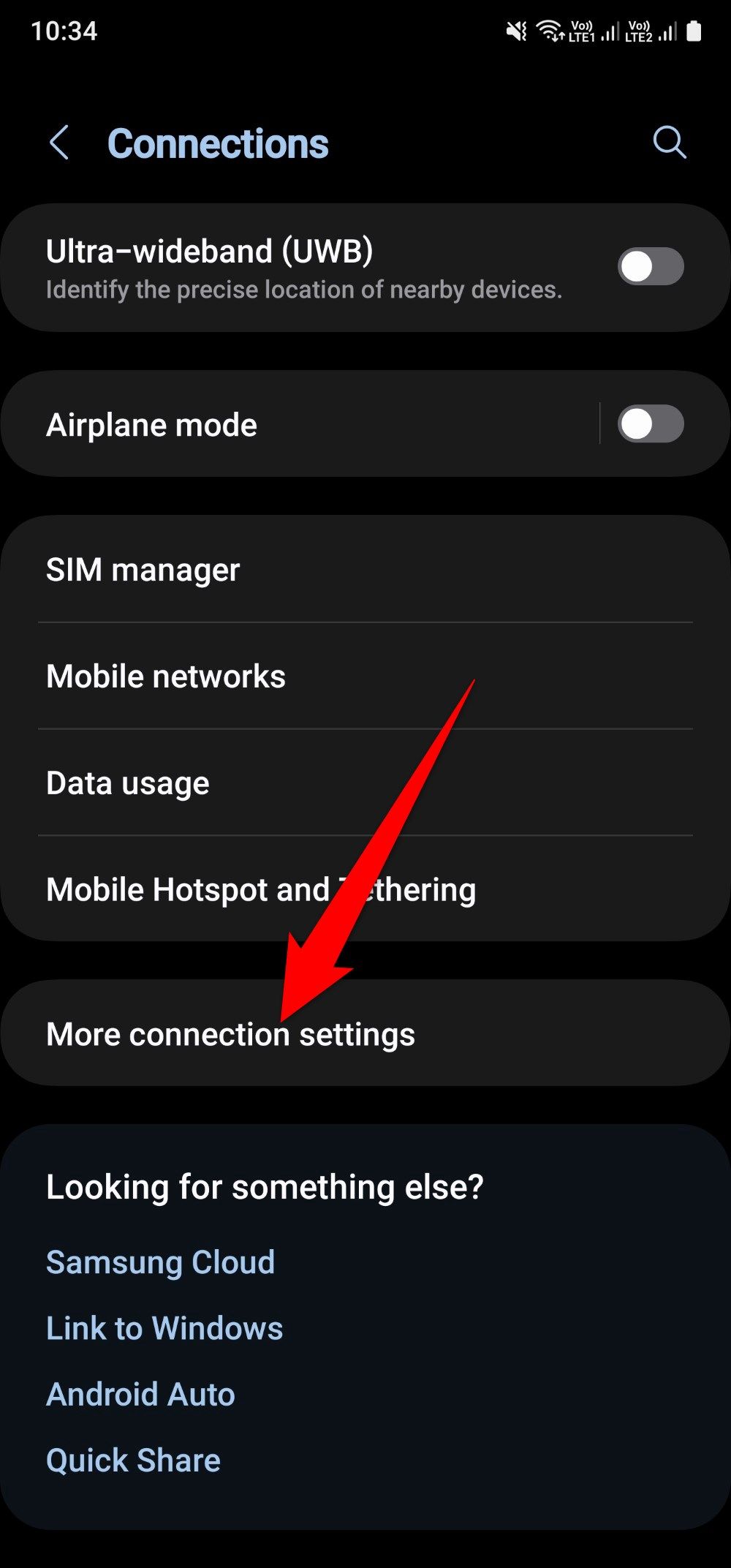 More connection settings on a Samsung Galaxy A15 phone