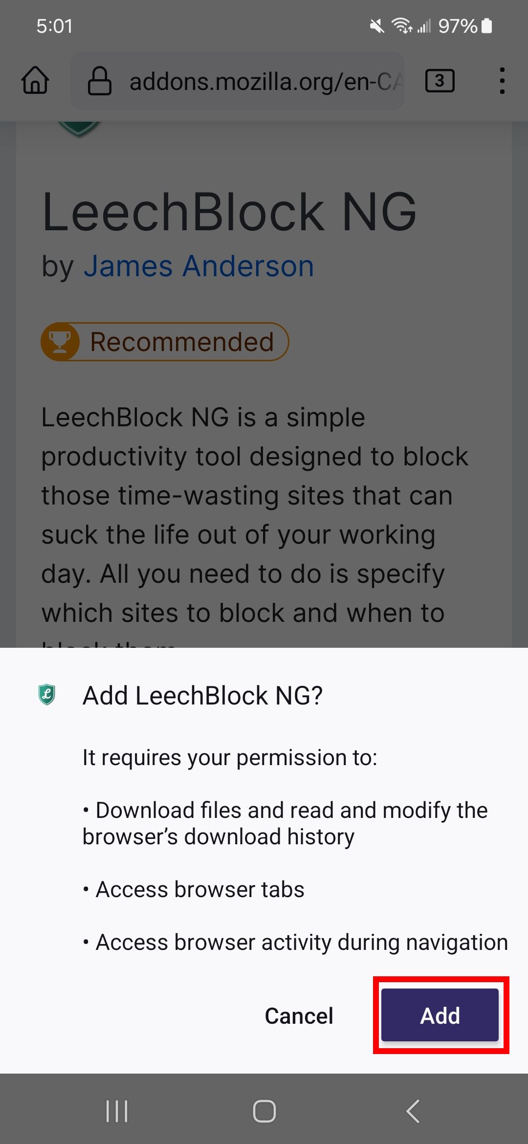 Mozilla Firefox How to block a specific website