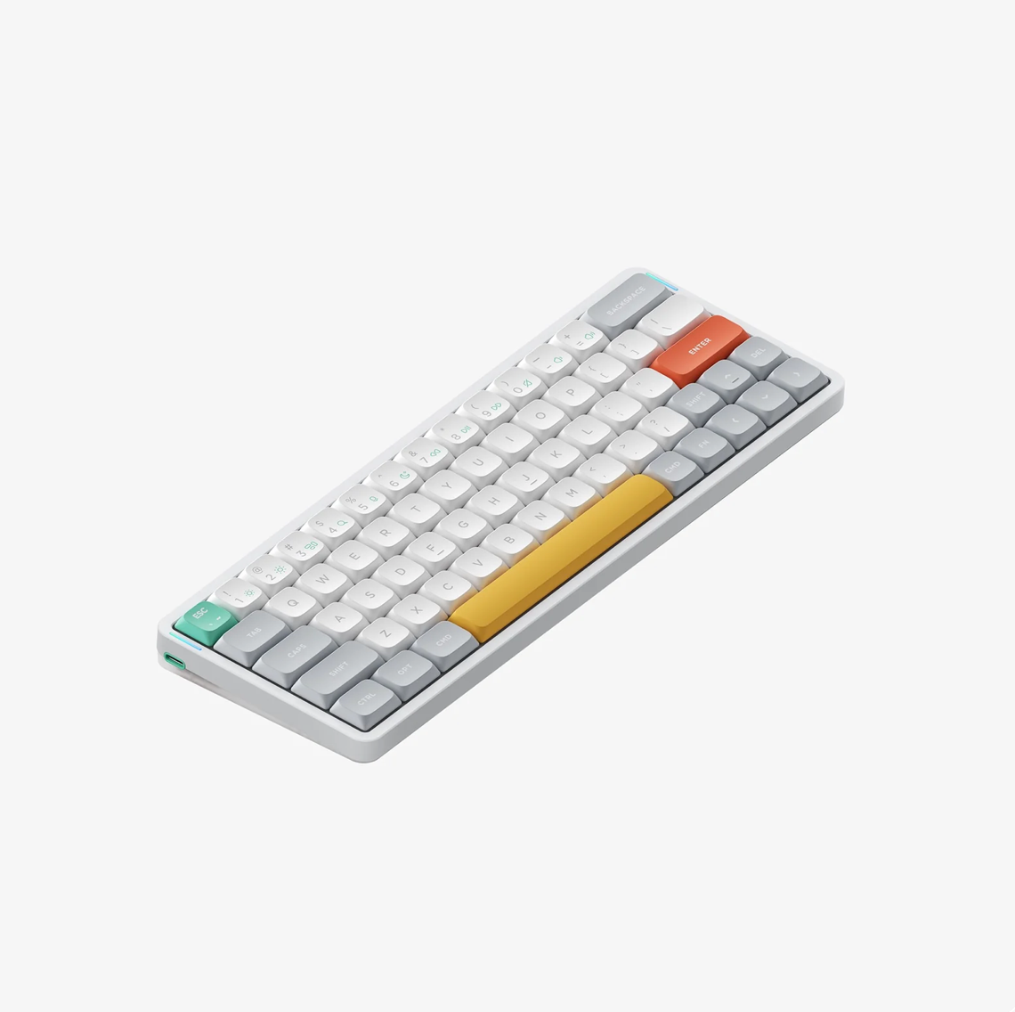 Nuphy Air60 V2 wireless keyboard with gray and orange keys on white background